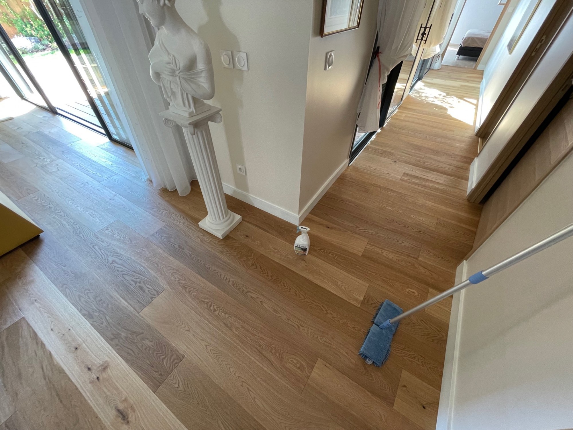 Pose de parquet semi-massif contrecollé chêne naturel huilé Bordeaux