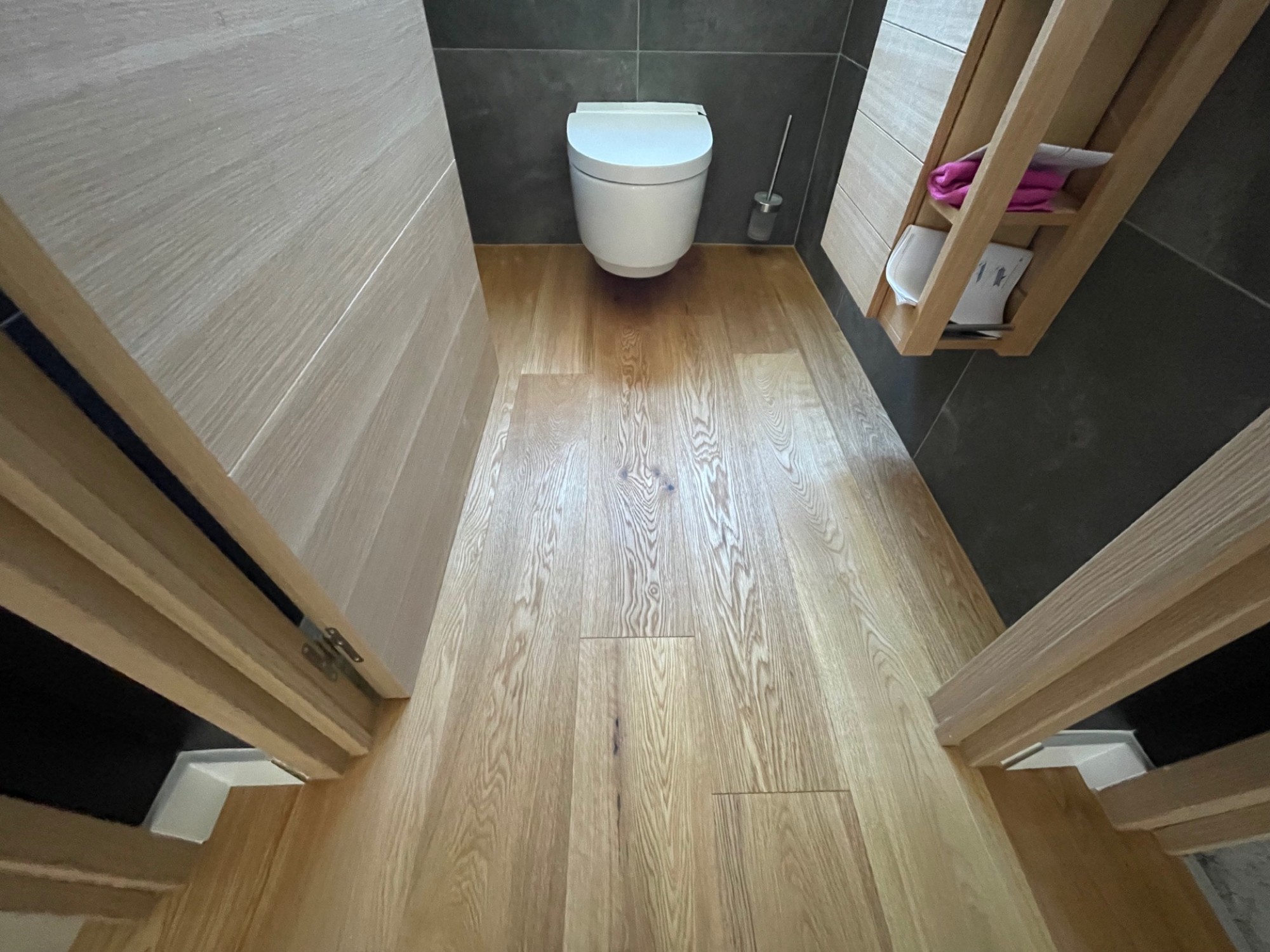 Pose de parquet semi-massif contrecollé chêne naturel huilé Bordeaux