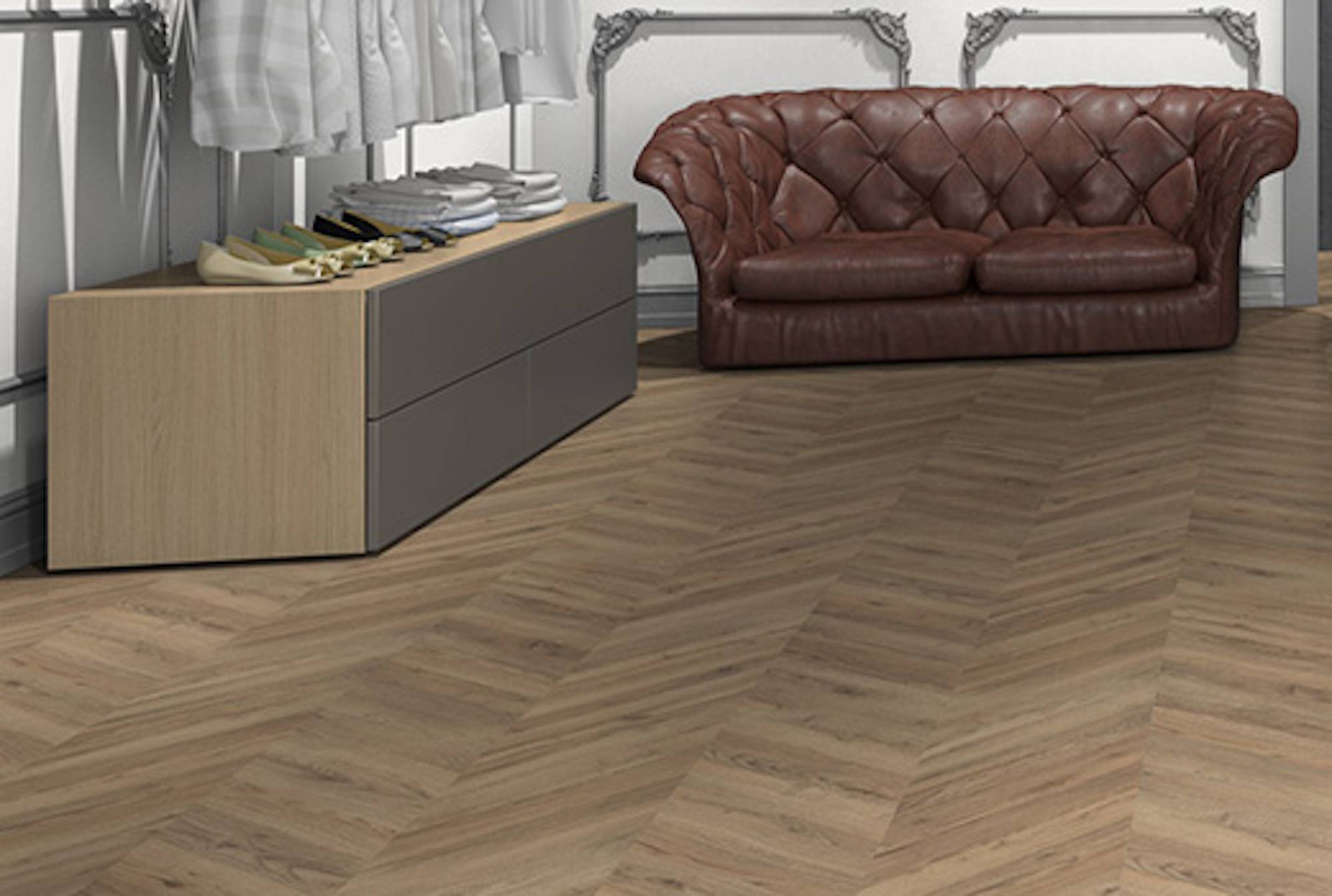 Parquet stratifié chêne flottant chevron