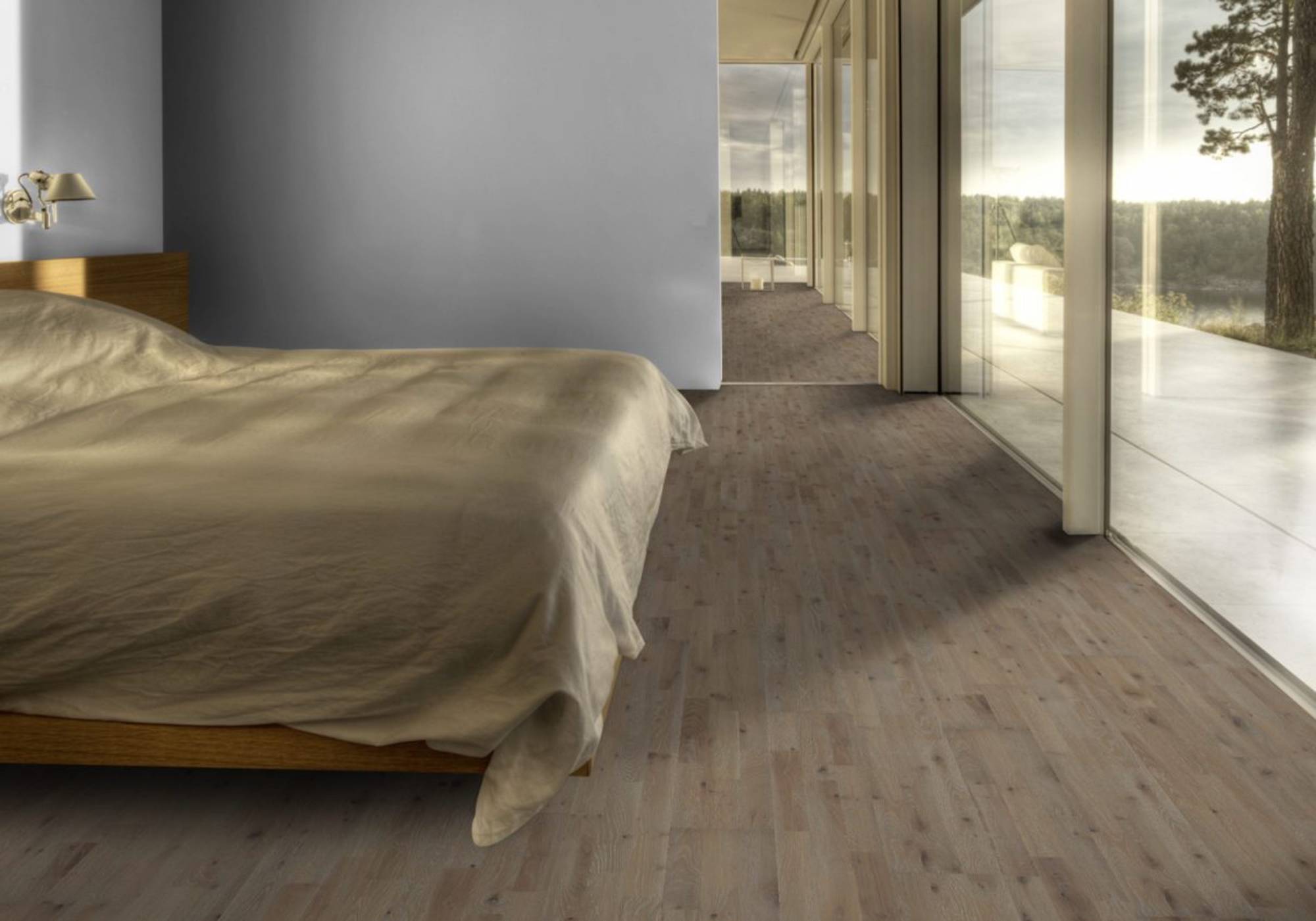 Parquet chêne massif couleur gris 