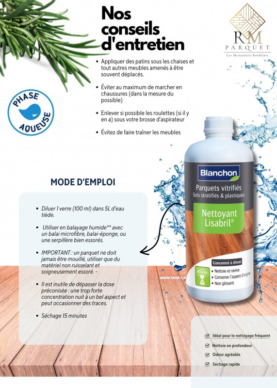Nettoyage et entretien des parquets vernis Bordeaux