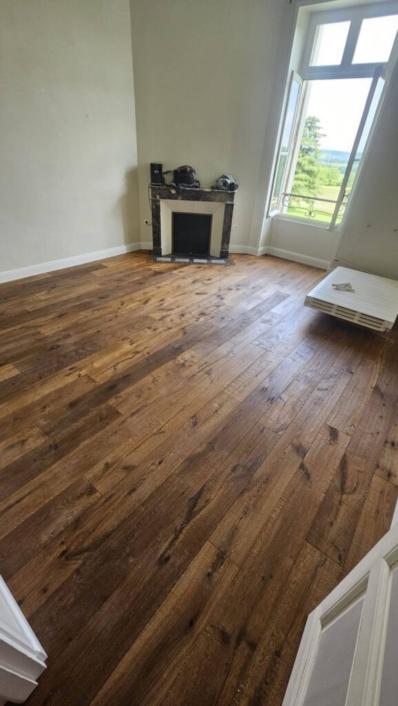 Pose Parquet Collé Chêne Foncé RM Parquet Bordeaux