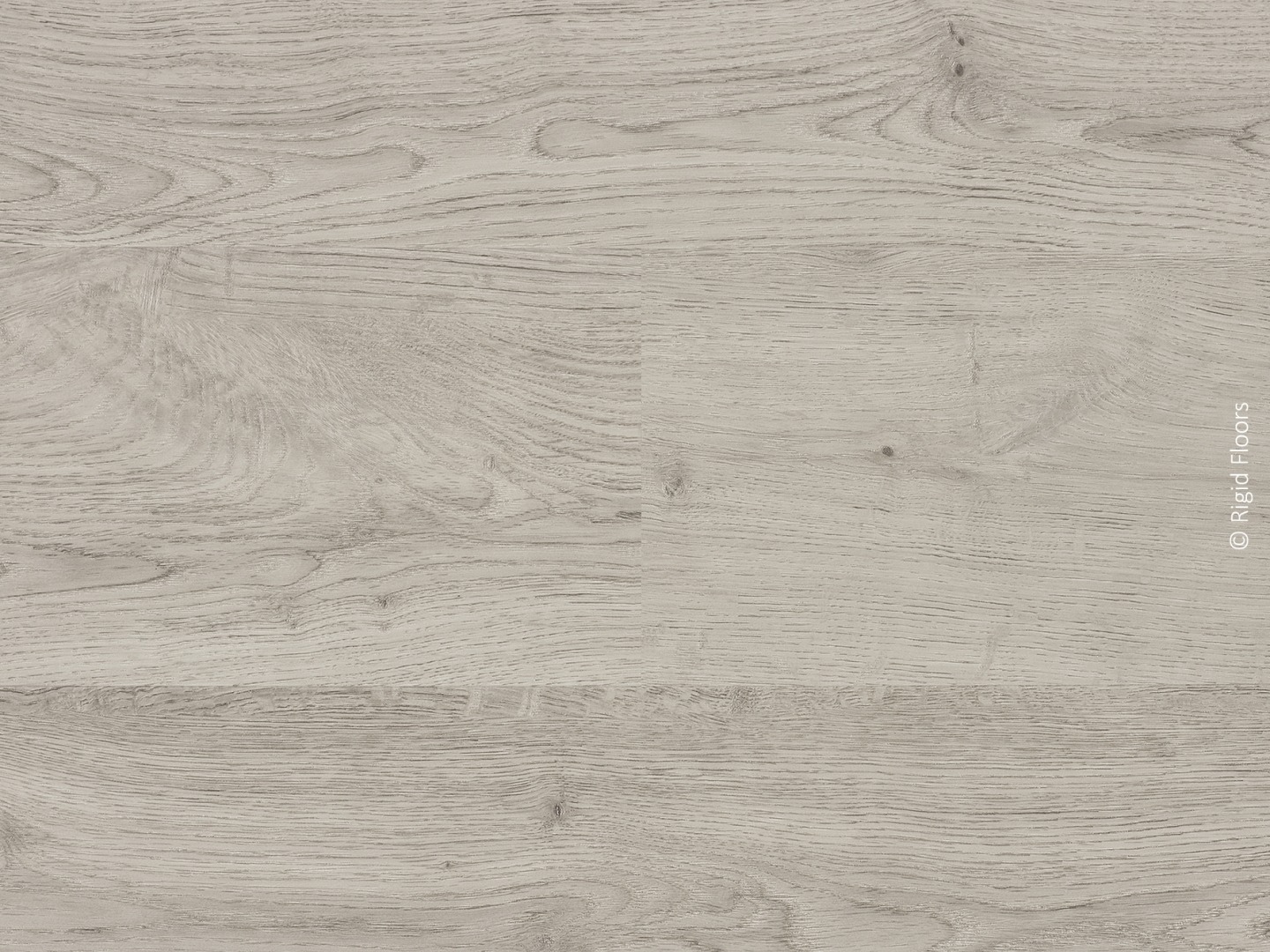 Sol PVC rigide effet chêne gris très clair, grain texturé et nœuds subtils. Dalle de plancher © Rigid Floors.
